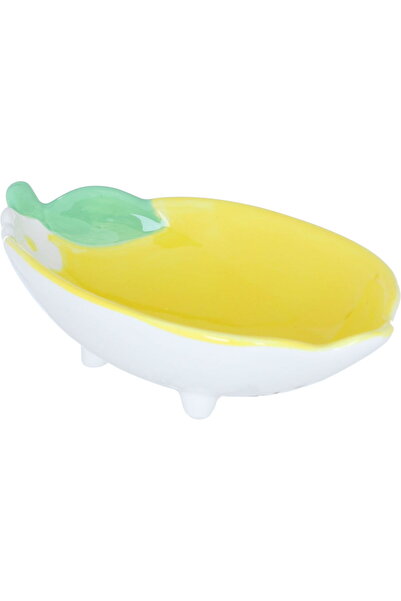 Generic طبق تقديم بورسلين السيف جاليري، 17×11.3×4.6 سم، شكل ليموني - أصفر