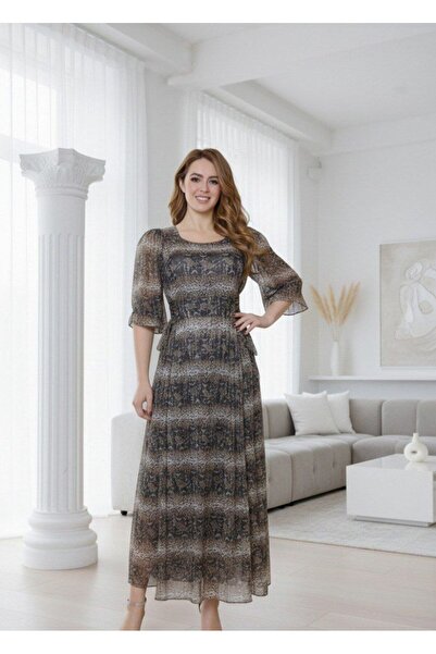 alqarat "Lucine" Abstract Chiffon Dress