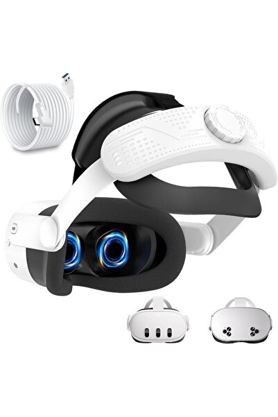 Generic حزام رأس مريح من زورليجي لجهاز ميتا كويست 3 إس/كويست 3، مع كابل توصيل...