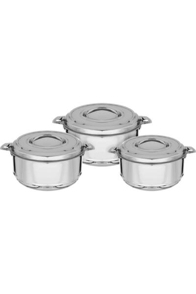 Generic طقم علب طعام من الفولاذ المقاوم للصدأ من معرض السيف، 3 قطع - فضي