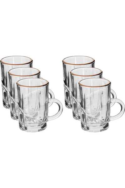 Generic Al Saif Gallery Glass Tea Bialat Set, 6 Pieces - Clear Gold