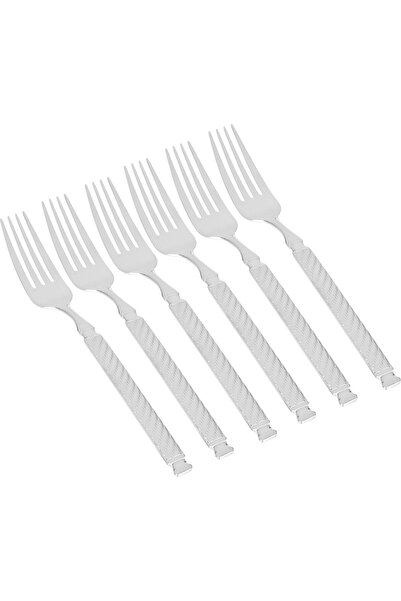 Generic Al Saif Gallery steel fork set, 6 pieces, engraved - silver