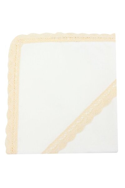 PRICHINDEL Pânză de botez Emy din bumbac , crem cu dantelă, 80x75 cm