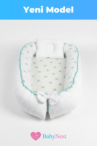 Babynest Premium Bebek Yatağı %100 Pamuk Waffle Yenidoğan Uyku Yuvası Ortoped...