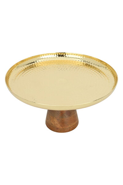 Generic Al Saif Gallery Steel Cake Stand, 30X30X17 Cm - Gold