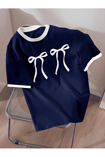 Revasser Tricou colorat pentru femei, cu guler tip panglică, cu design specia...