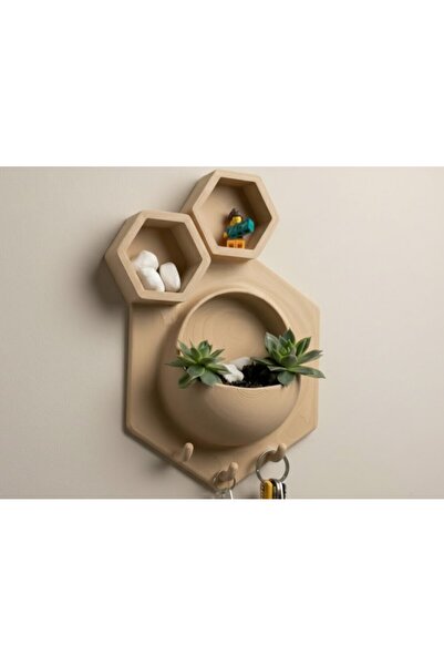 Mays3Dstudio Modern Duvar Organizer – Saksı Bölmeli Anahtarlık ve Dekor Raf