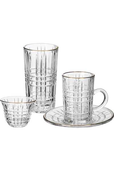Generic Al Saif Gallery Glass Tea and Coffee Bialat Set, 30 Pieces - Clear