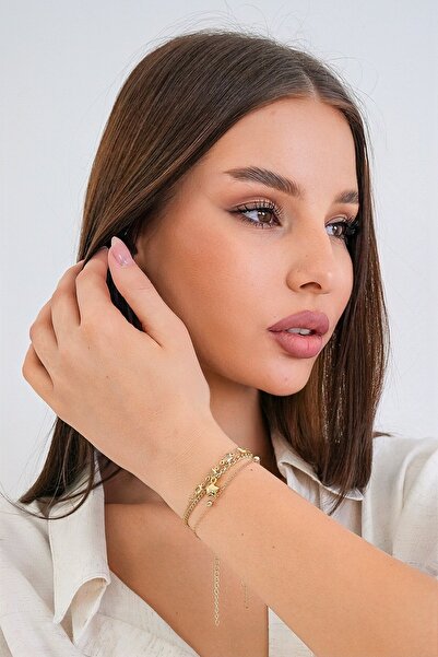 Trend Alaçatı Stili طقم أساور نسائية من الفولاذ مكون من 3 قطع مع حلية نجمة ذه...