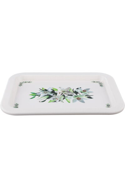 Generic صينية تقديم بلاستيكية من سيف بلس، 55 × 40 × 3 سم، مستطيلة الشكل - بيضاء