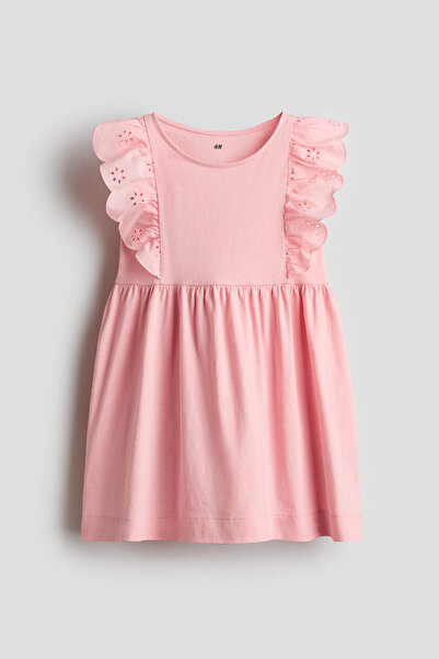 H&M Pamuklu ve Farbalalı Elbise