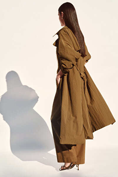 H&M Kemerli Geniş Gabardin Pantolon