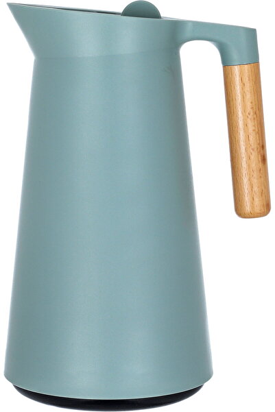 Generic ترمس ليندا الكلاسيكي، سعة 1 لتر، بمقبض خشبي، وحاوية داخلية زجاجية حرا...