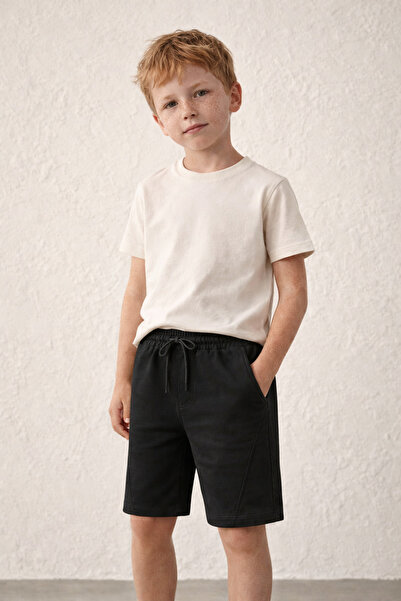 Zekalya Αγορίστικο σορτς Premium Urban Bermuda με διαγώνια επένδυση – Μαύρο