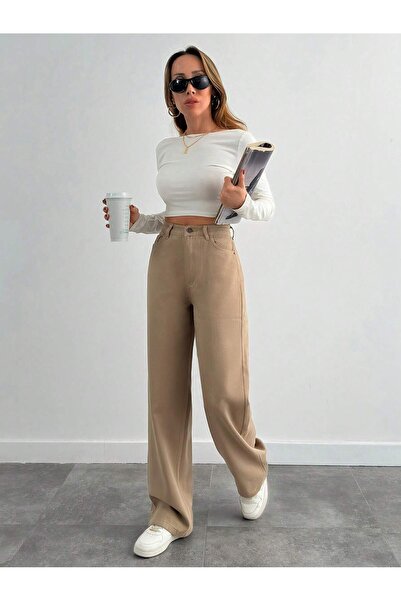 KENE JEANS High Waist Linen Loose-Leg Full-Fit Pants