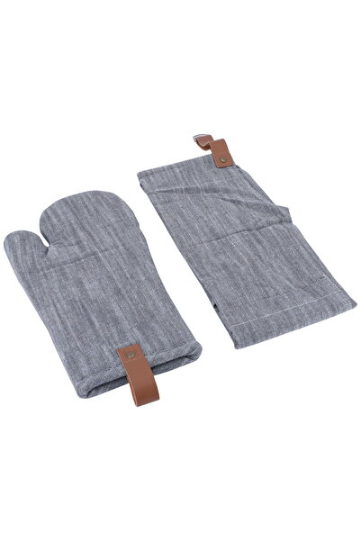 Generic Apron + gloves set, Alsaif Gallery fabric, two pieces - grey
