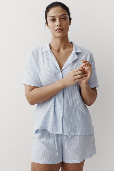 H&M Keten Karışımlı Pijama Takımı