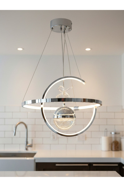 TERRA LIGHTING Modern Hilal Tek Toplu Sarkıt Led Avize, Power Led Avize, 3 Re...