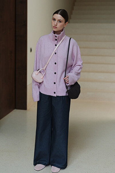 Jolamier Pembe Ava Dik Yaka Triko Hırka