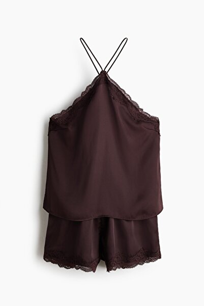H&M Dantel Şeritli Saten Pijama Takımı