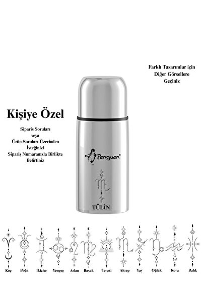 Penguen Kişiye Özel İsimli Paslanmaz Çelik Çay Termos 0.50 LİTRE 12 SAAT SICA...