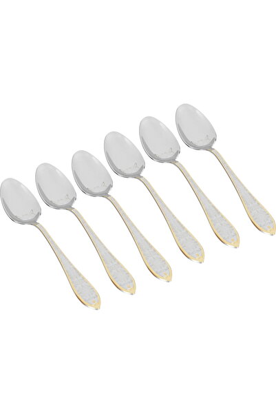 Generic Al Saif Gallery steel eating spoon set, engraved with golden script, ...