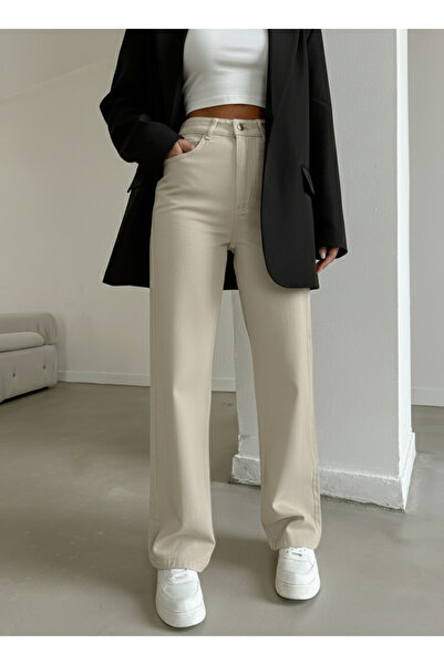 KENE JEANS High Waist Linen Loose-Leg Full-Fit Pants