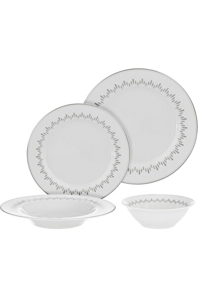 Generic Alsaif gallery Porcelain Dinner Set, 24 Pieces, Pyramid Pattern - Whi...