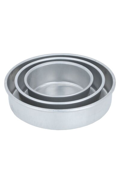 Generic Al Saif Gallery Aluminum Cake Molds Set, 3 Pieces - Silver