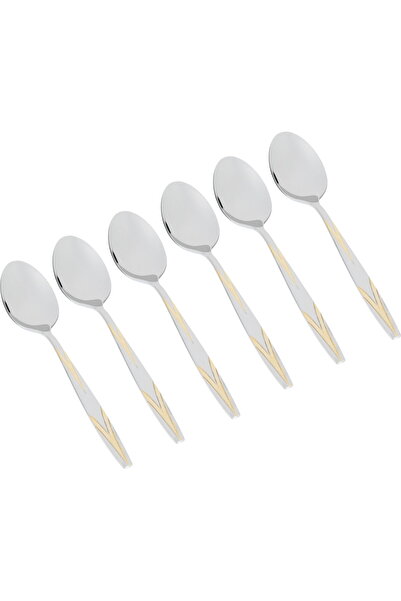 Generic Al Saif Gallery stainless steel eating spoon set, 6 pieces - silver a...