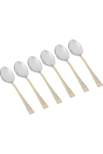 Generic Al Saif Gallery steel sweet spoon set, 6 pieces, triangle pattern - s...