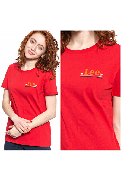 Lee Tricou Dama, Lee, Tricou Cu Logo Pe Piept, Croiala Slim, 100% Bumbac, Ros...