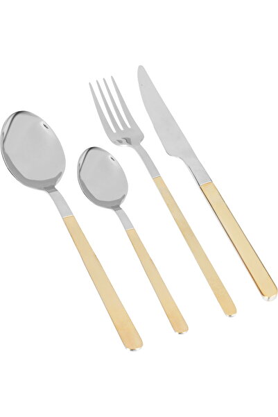Generic Al Saif Gallery steel spoon set, 24 pieces, gold-silver handle