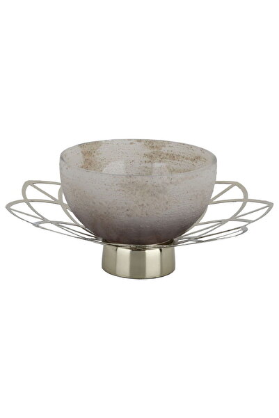 Generic وعاء تقديم الحلويات الزجاجي من السيف جاليري، 23 × 23 × 11، دائري - أبيض