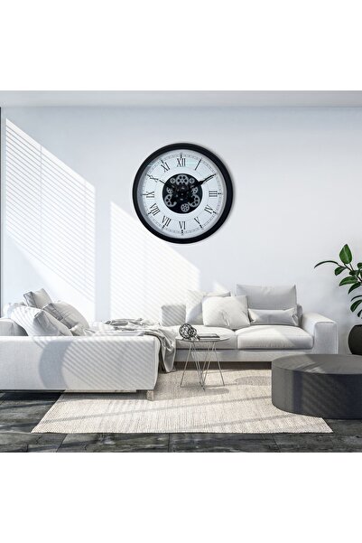 Leyaton Roma Signature 60 cm Black Wall Clock with Wheel Lwlhm-Ytrs345