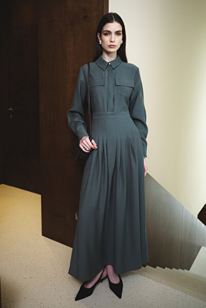 Jolamier Çağla Camille Pile Detaylı Elbise