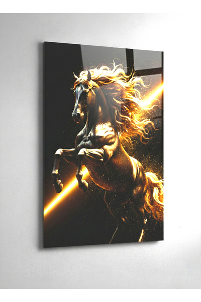 degdesign Dekoratif Baskılı Cam Tablo At Figürlü