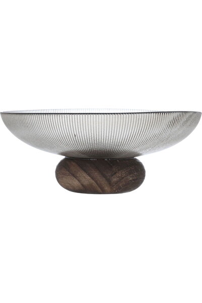 Generic Al Saif Gallery Glass Dessert Dish, 15.5 X 15.5 X 5 Cm, With Wooden B...