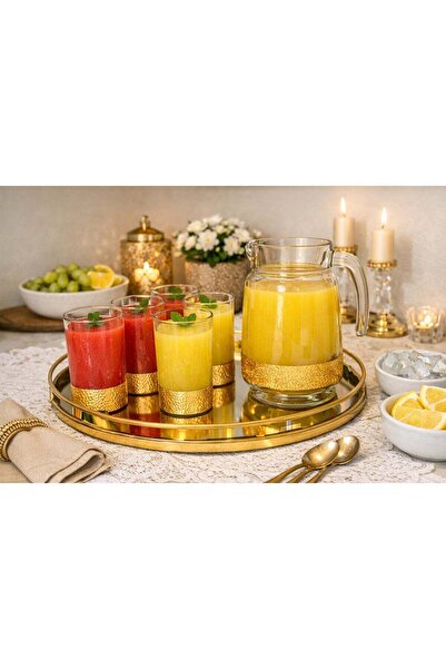 GREEN APPLE 🍹 Luxurious glass juice serving set with a gold base – 1 pitcher...