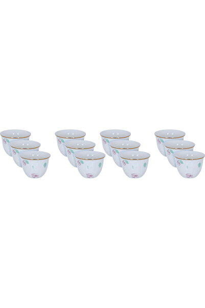 Generic Al Saif Gallery porcelain Arabic coffee cups set, floral pattern, 12 ...