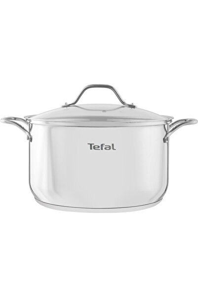 Generic قدر تيفال من الفولاذ المقاوم للصدأ مع غطاء زجاجي، 28 سم - فضي