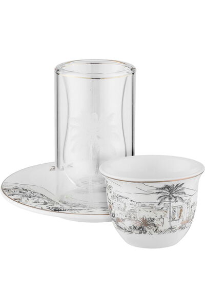 Generic Alsaif Gallery Glass and Porcelain Coffee Cup Set, 18 Pieces - White ...