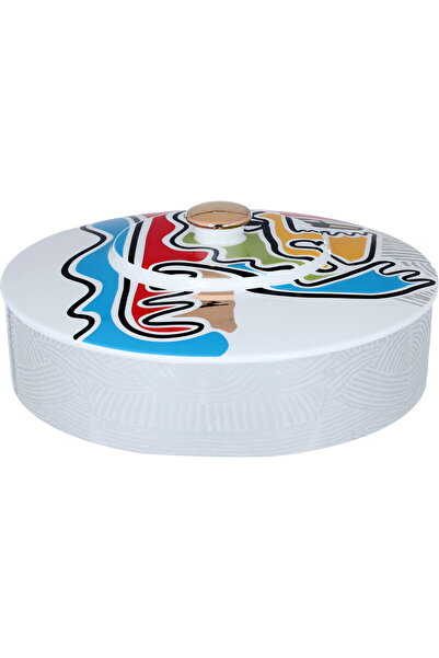 Generic طبق تقديم من البورسلين من معرض السيف مع غطاء، 25 × 25 × 6 سم - أبيض