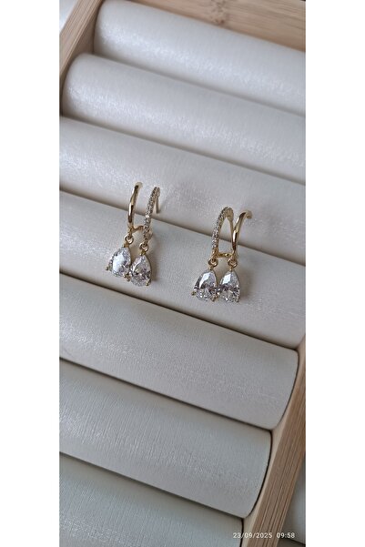 ARİ TAKI Damla Double Gold Steel Earrings