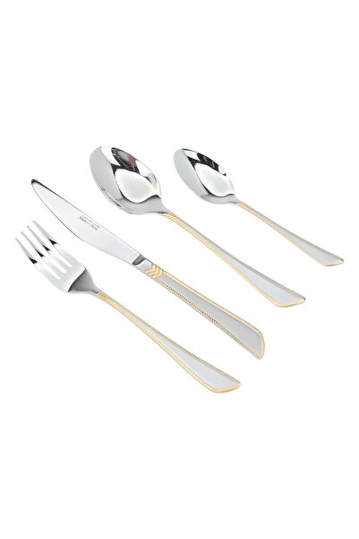 Generic Al Saif Gallery steel spoon set, 24 pieces, gold-silver pattern