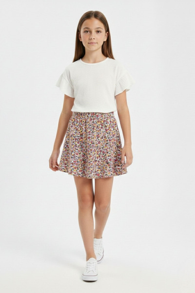 NEWKİDS Σετ για κορίτσια με μανίκια με κορδόνια από ύφασμα με μοτίβο λουλουδι...