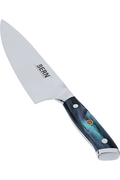 Generic Steel Bern Chef's Knife, Wooden Handle, Black-Silver