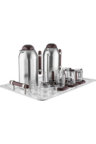 Generic طقم ترمس من معرض السيف، 21 قطعة، أكواب مع صحون، أكواب قهوة، صحون، مقب...