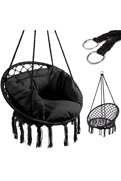 zola Leagan suspendat cu perna, Ø80 cm, 150 kg, cadru metalic, negru