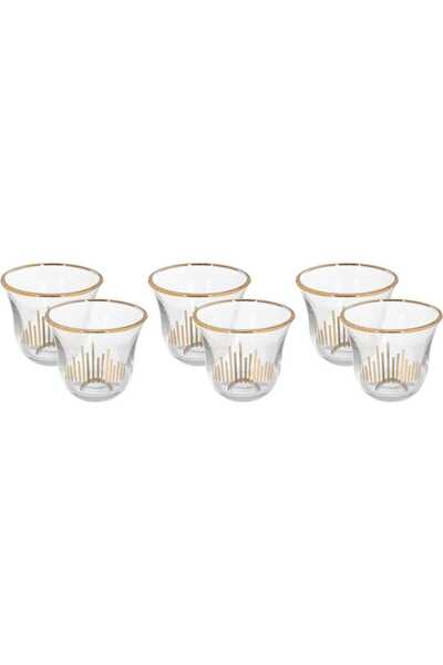 Generic طقم أكواب وصحون زجاجية من معرض السيف، 6 قطع، 90 مل - شفاف